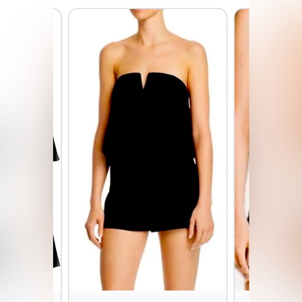 Aqua black strapless romper